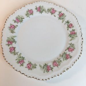 Wurttemberg Plate 8.5" Rose Scalloped Gold Trim